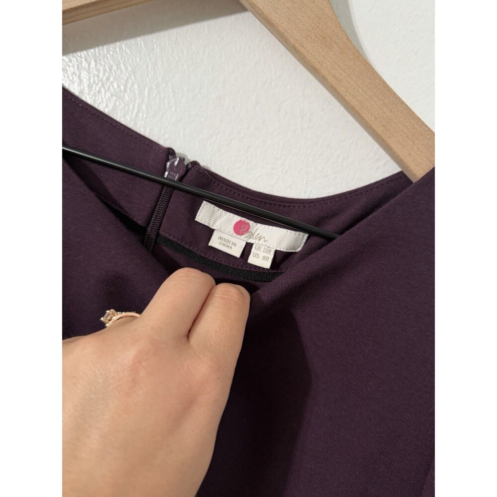Boden Plum Purple Peplum Tie Waist Top Womens Long Sleeve Puff Shoulder Blouse 8 - Picture 3 of 6